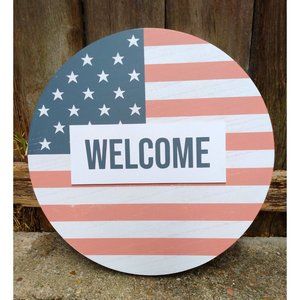 Willow & Riley Stars & Stripes ‘Welcome’ Door Sign, Patriotic, 4th of July